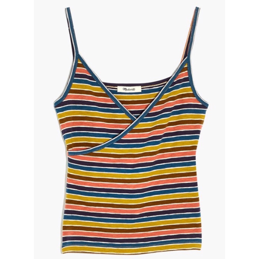 Madewell Striped Faux Wrap Tank Top NWT - Picture 6 of 8